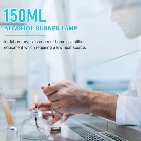 Dental Alcohol Lamp Glass - Alcohol lab Burner Portable Chemistry Heating Equipment for Dental Science Experiments Household and Camping Come with Metal Cap & 1 Cotton Wicks 150ml