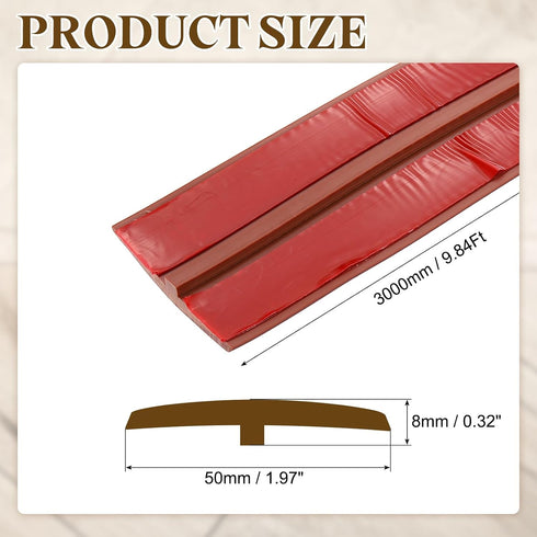 9.84 1.97" uxcell T-Molding Transition Strips, ft x (L x W) PVC Floor Flat Divider Strip Self Adhesive Vinyl Flooring