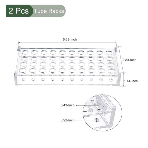 YOKIVE 2Pcs Tube Rack, Acrylic Test Tube Rack Holder | Great for 0.2ml,10ml Lab Test Tube(Clear, 40-Sockets)