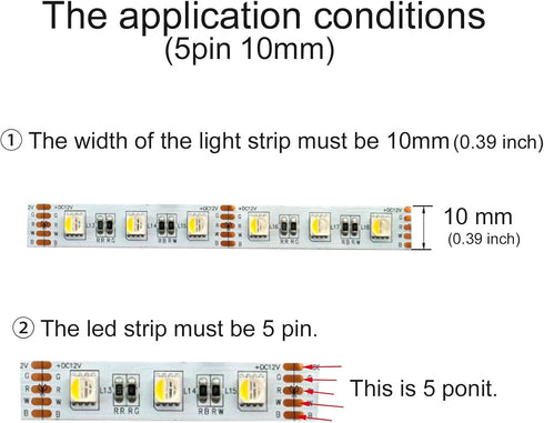 LED Strip Connector 5 Pin 10mm Kit Include L Shape and T Shape for 5050 RGBW Led Strip Lights by loodyed