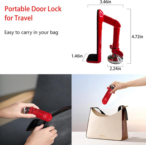Door Stoppers Security - Portable Door Lock for Travel Anti Theft Door Blocker, Hotel Room Apartment Safety - No Drill