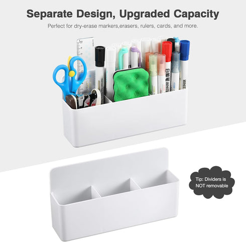 MoKo Magnetic Dry Erase Marker Holder, Durable Storage Organizer for Whiteboard, Refrigerator, Locker - White