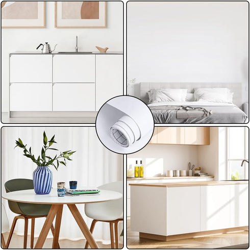 Arthome White Contact Paper, 17"x120" Peel and Stick Matte Wallpaper for Countertop, Cabinet, and Furniture Renovation