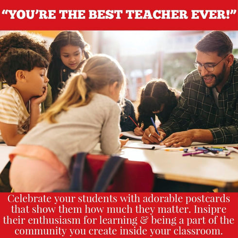 Positive Encouragement Themed Blank Postcards, 30 Fill In Notecards for Students from Teachers