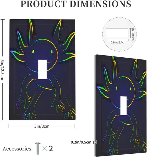 HTSAHKV 3 5 Inch Rainbow Axolotl Wall Plate Light Switch Cover Single Gang Outlet Faceplate Print Plate Cover X