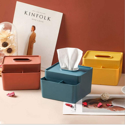 Countertop Q QIHANG Plastic Multifunctional Tissue Box Home Office Desktop Bathroom Sink Bedroom Bedside Cabinet
