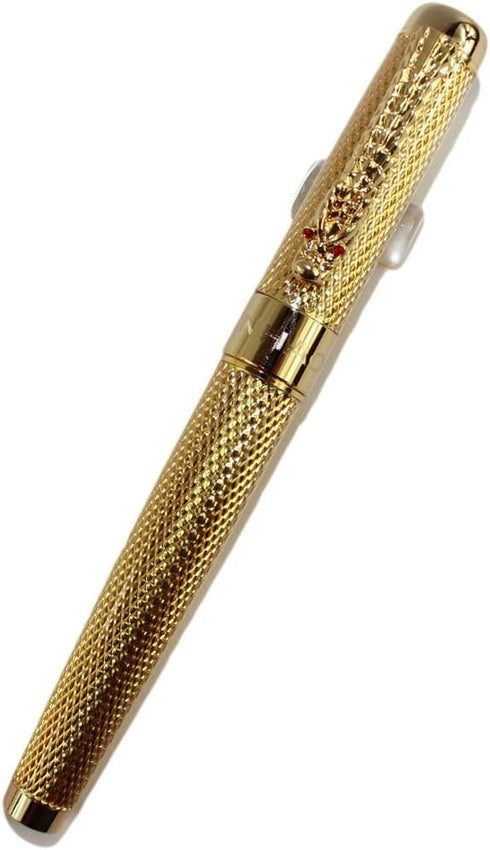 Gullor Golden Dragon Rollerball Pen, 1200 Red Crystal Eyes (Golden)