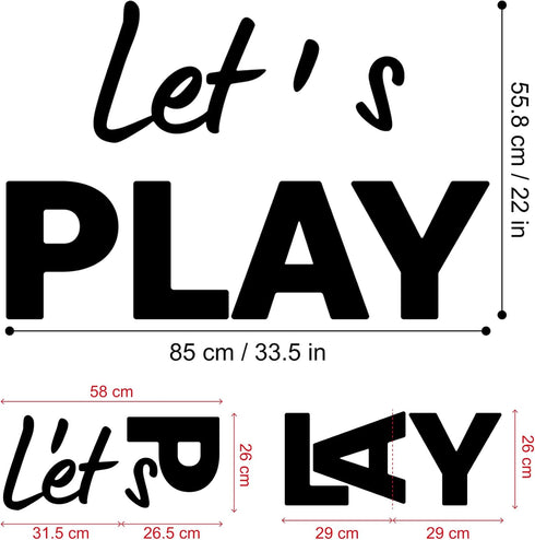 Let's Play Wall Decals Kids Room Wall Stickers, Removable Vinyl DIY Wall Murals Wallpaper for Nursery Children Baby