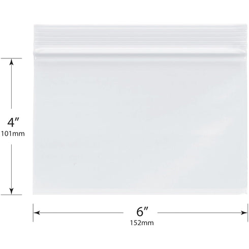 Plymor 6" x 4" Zipper Reclosable Plastic Bags, Pack of 500, 2 Mil