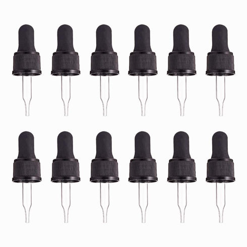 PH PandaHall 12 Set of 5ml Glass Eye Droppers - Pressure Rotating Cover Oil Droppers Pipettes for Essential Oil Bottles