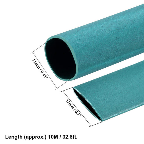 uxcell Heat Shrink Tubing 11mm Dia 17mm Flat Width 10m 2:1 Heat Shrink Tube Wire Wrap Green