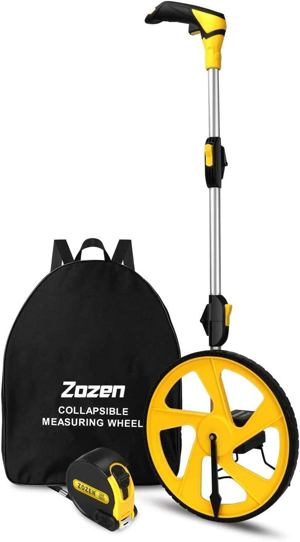 Zozen Measuring Wheel Collapsible with Kickstand, One Key to Zero, Starting Point Arrow, Cloth Carrying Bag 0-9,999 Ft