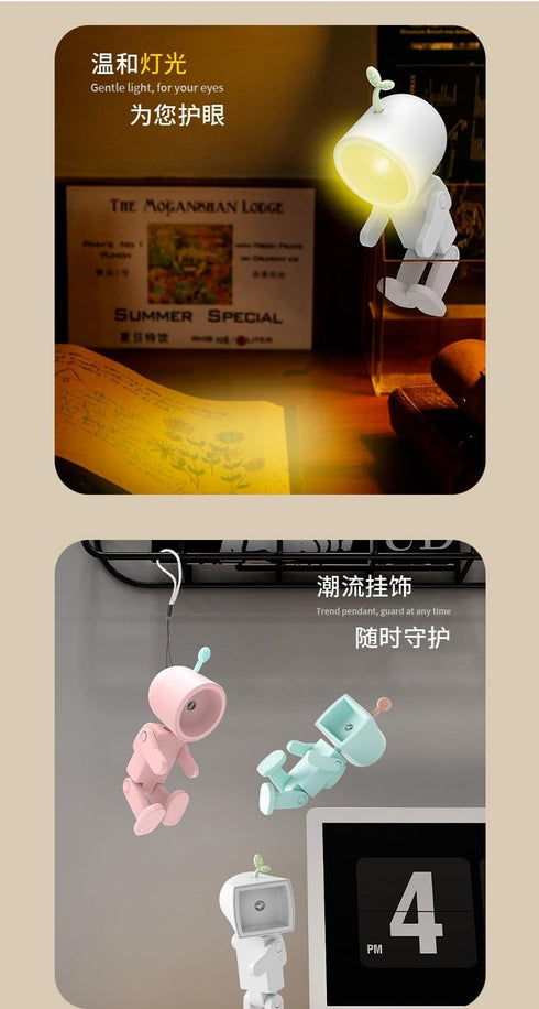 Generic Robot Friday Night Light,LED Mini Magnetic Desk Lamp with Batteries,Cute Movable Figure Decor,Phone