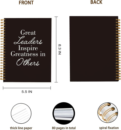 College Ruled Hardcover Spiral Notebook, 5.5 x 8.3 - Thank You Gifts for Leader, Meeting Notebook for Work