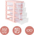 DOITOOL 4 Drawer Cube Storage Organizer, Plastic Makeup Organizer for Office Supplies, Desktop Storage Station, Pink
