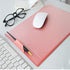 Multi-Purpose PU Leather Mouse Mat - Non-Skid Gaming Mouse Pad with Pen Loop and Transparent Sheet for Notes (Pink)