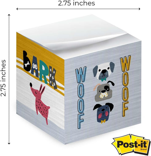 Whimsical Dogs Sticky Note Cube / 600 Sheets / 2.75" Memo Block / Dog Lover Note Cube / Made in USA / Different Canine