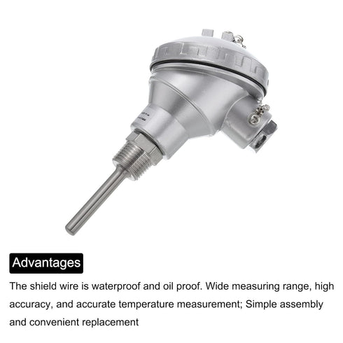 MECCANIXITY PT100 1/2" NPT RTD Thermocouple Stainless Steel Temperature Sensor Probe -50 to 420C, 8x50mm