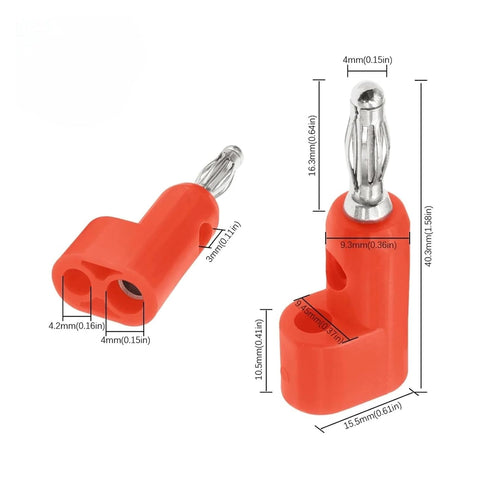 Qingdinu 40PCS 4mm Banana Plug Pin Copper Electrical Connector Adaptor Connecting Bending L Shape Jack Socket(Red)