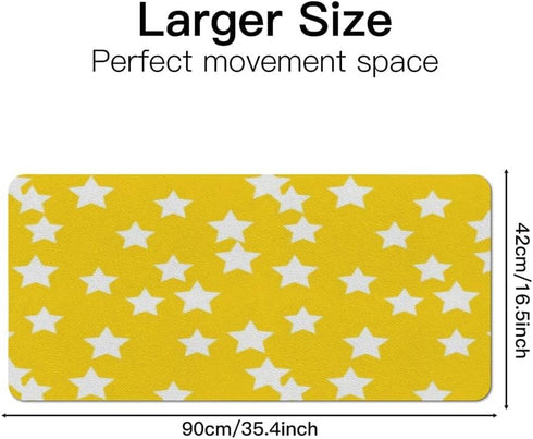 Generic 35. 4" 16. 5" White Stars Yellow Desk Mat Multifunctional Laptop Pad, Waterproof Dual Sided Desk Mat Heat