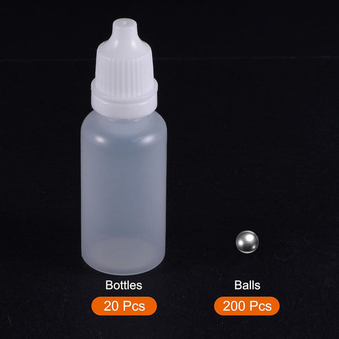 uxcell 200pcs 5.5mm 304 Stainless Steel Balls with 20pcs 15ml PE Bottle for Model Paint