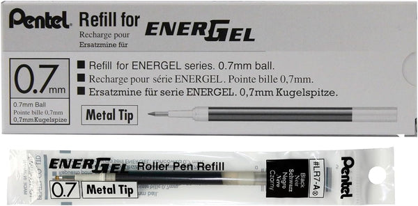 Pentel LR7ABX Gel Pen Refills, 0.7mm Fine, Black Ink - 12/BX, f/EnerGel