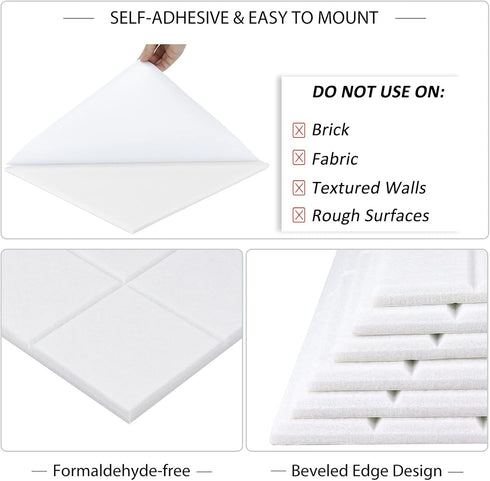 BXI Felt Bulletin Board 12 X 12 X 3/8 Inches, 6 Pack Self-Adhesive Thick Sturdy Pin Board for Home Office Decoration