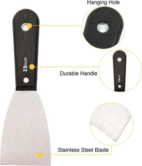 7 PCS Drywall Tools Set - Stainless Steel Putty Knife Scraper, Spackle Knife for Spreading Drywall Spackle Mud