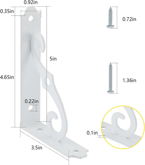 HOME MASTER HARDWARE 5x3-1/2 4 Decorative Shelf Brackets in Wall Mounted Floating Shelf Bracket L Heavy Duty Support