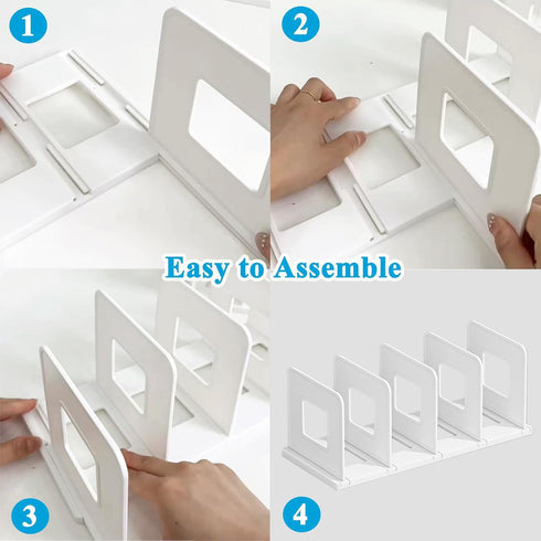 4 Closet SAYEEC Desk File Sorter Vertical Desktop File Folder Organizer Section Plastic Book Holder Adjustable Shelf