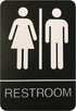 Unisex Braille Restroom Sign - 9 x 6 Inch with Graphical Symbols and Double Sided 3M Tape (Black)