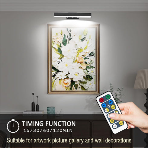 Faeohsy 2PACK 3 Timer&Dimmable Wireless Picture Light for Wall LED Battery Operated Wall Light with Remote Art Display