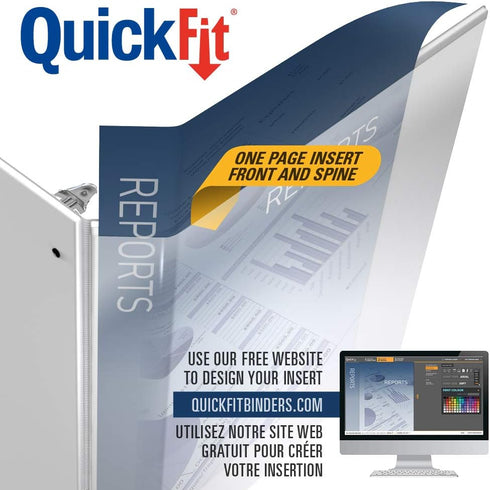 QuickFit Heavy-Duty Landscape 3-Ring Binder - 1.5 Inch, White, Pack of 4, 8.5" x 11"