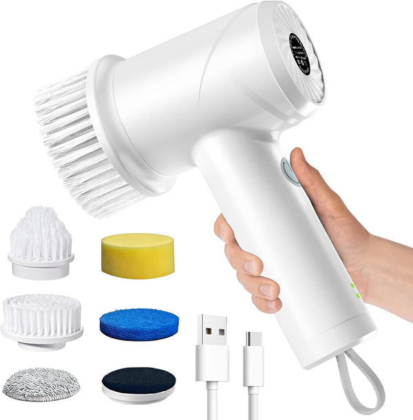 Electric Spin Scrubber - Cordless IPX7 Waterproof Shower Scrubber with 2 Speed