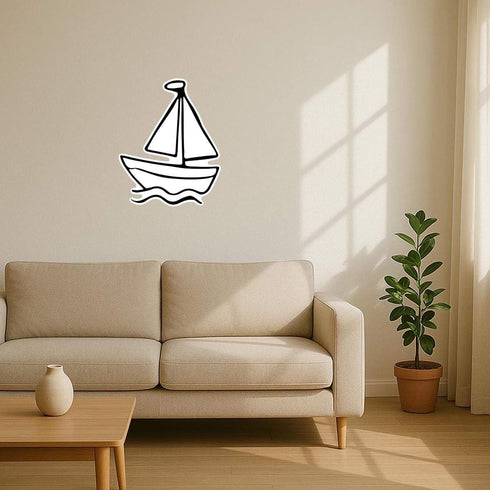 Azeeda (720mm) (DW00172160) 'Sail Boat Toy' White Premium Vinyl Decal Sticker Waterproof, Durable & Easy to Apply