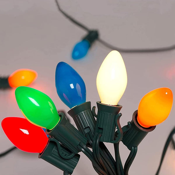 C7 LED Multicolor Christmas Lights Outdoor,25Ft Vintage Christmas String Lights with 27