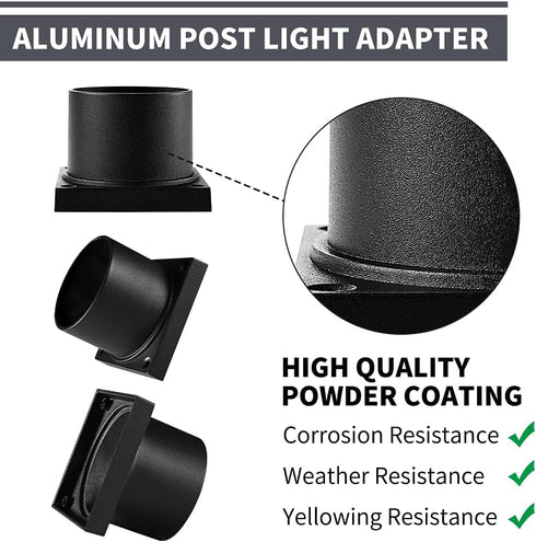 Pier Mount Adapter,Post Light Base for 3" Post Light Fixtures,Parts Kits Included, Matte Black by Windben
