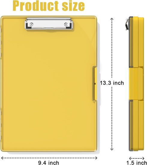 Hongri 8.5 x 11 Clipboard with Storage, Folder Nursing Clipboards Side Opening, Heavy Duty Clipboard with Dual Compartment Storage Box, Smooth Writing for Work, Office & School Supplies(Yellow) by Hongri