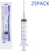 25 Pack 10ml Plastic Syringes with 18Ga, for Scientific Labs, Industrial Dispensing and Liquid Measuring Syringe Tools, Individually Sealed Packaging