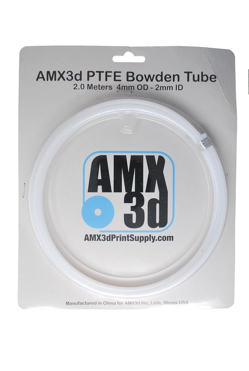 PTFE Teflon Bowden Tube for 1.75 Filament, 2.0mm ID/4.0mm OD, 2.0 Meters – White Connector Tubing
