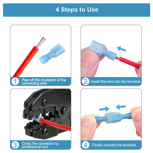 Zitehya 100Pcs 22-10 Nylon Insulated Spade Connector Kit, AWG Male & Female Quick Disconnect Electrical Crimp