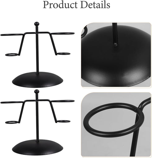 2-slot DOITOOL Ice Cream Cone Holder Stand, Iron Ice Cream Display Rack with Base, Black Egg Cone Holder for Dessert