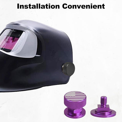 Welding Hood Pipeliner Helmet Fasteners, Purple American USA Flag Pattern Aluminum Headgear Replacement Parts, Durable