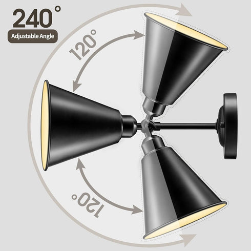 SLYYMY Set 240 2PACK Vintage Wall Sconces, Modern Black Wall Sconce Lighting, Wall Sconces of Two, Degree Adjustable