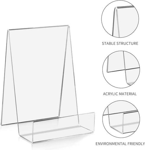 ZOEY 5 Pack Acrylic Book Easel Stand with Ledge for Displaying Books, Music Sheets, Artworks, CD, Tablet
