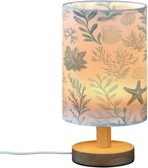 Nautical03 Coastal Sea Star Coral Table Lamp for Bedroom USB Port Bedside Lamp Small Nightstand Desk Lamp for Girls