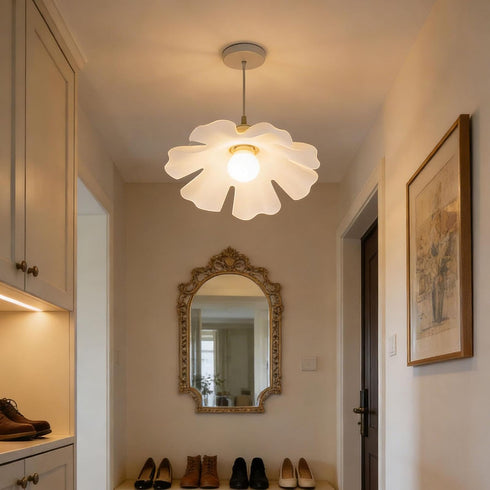 Ioensy 35cm Minimalist Table Pendant Lamp, Floral Design, PVC Flower