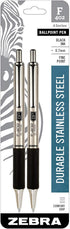 Zebra Pen G-402 Retractable Gel Pen & Refills, Fine Point 0.5mm, Black Ink, 2 Pens and 6 Refills