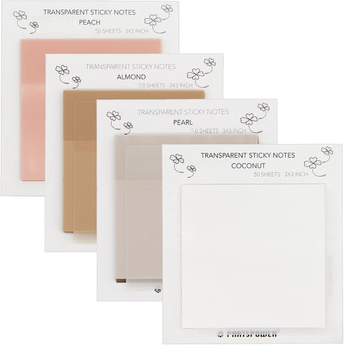 Pastel Transparent Sticky Notes, 4 Pads 3X3 Inch See Through Annotating Sticky Notes for Office School Supplies