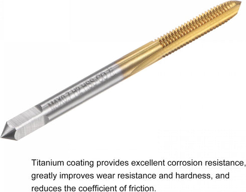 uxcell Straight Flute Taps, M4 x 0.7 Metric Left Hand Titanium Coated High Speed Steel Tapping Tool